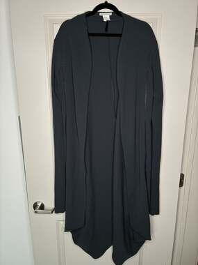 Sarah Pacini Wool Blend Dark Heather Gray Long Cardigan Sweater Size 3 US Large